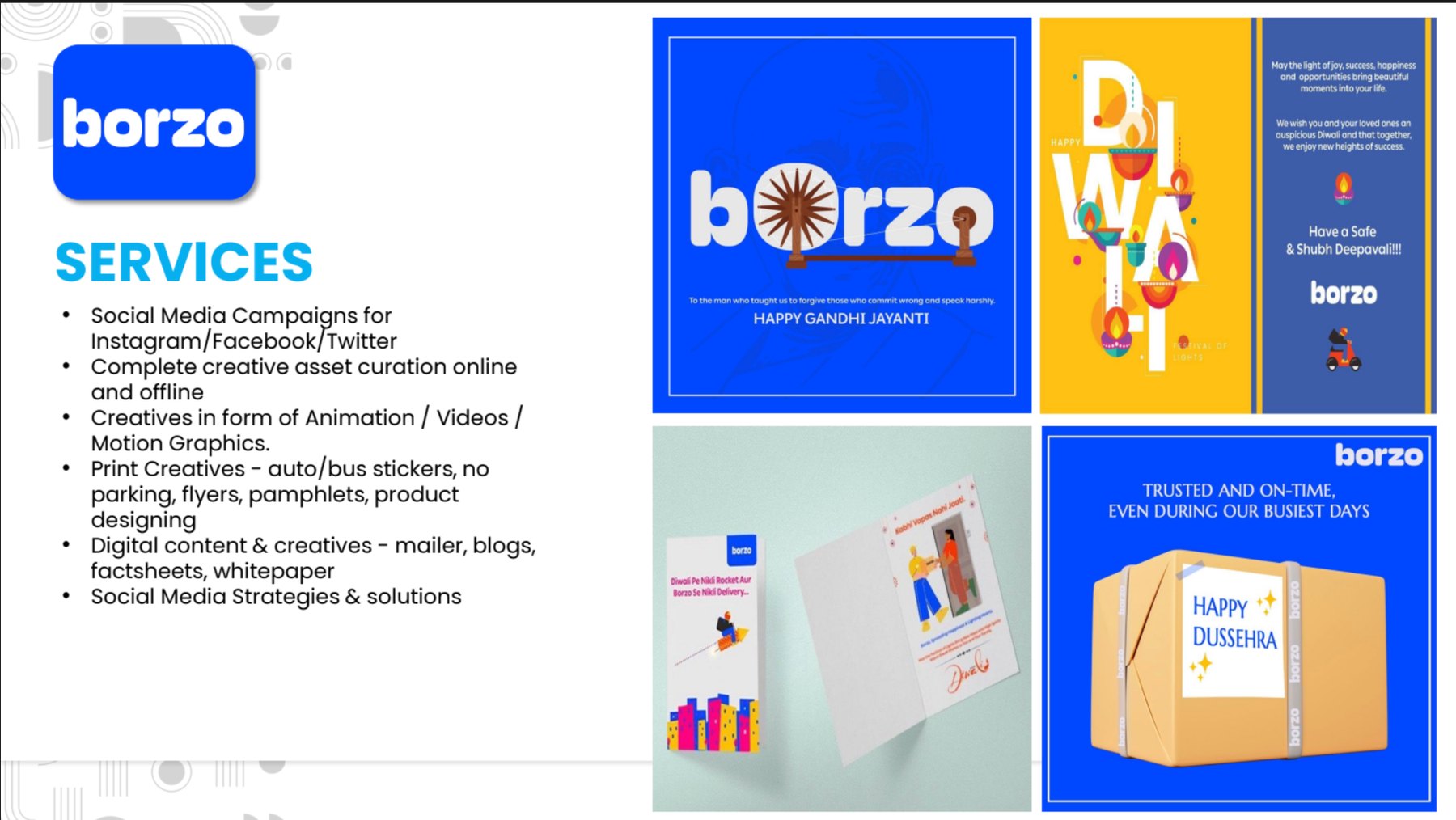 Borzo integrated social and creative portfolio